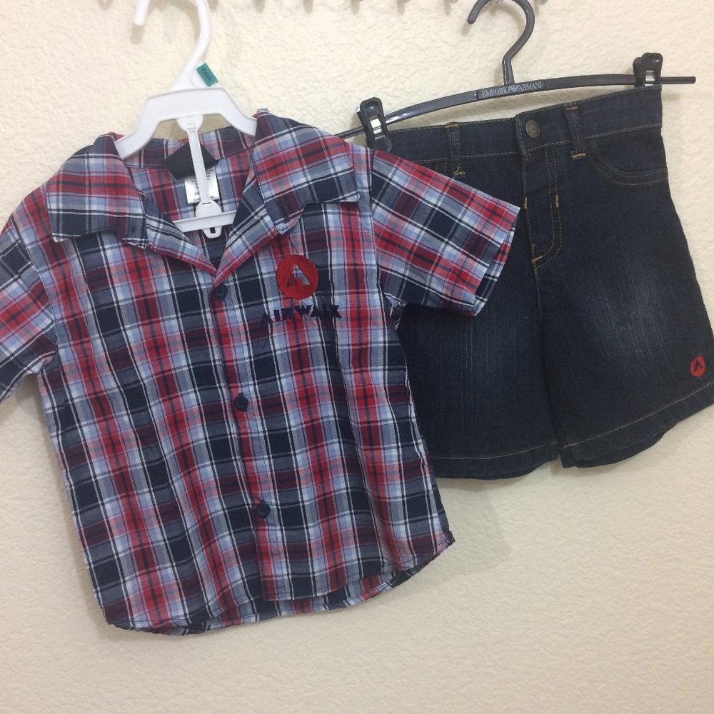 Airwalk Baby Plaid Shirt and Jean Shorts